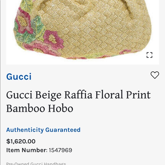 Gucci Raffia floral print bamboo hobo handbag - Picture 8 of 8